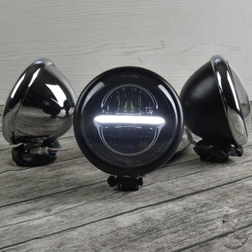 5.75" Universal Motorcycle Retro Cafe Racer Headlight High Low Beam LED front headlights For GN125 CG125 Fog Lamp Motorcycle
