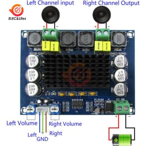 High Power TPA3116 TPA3116D2 Dual-channel Stereo Digital Audio Power Amplifier Board Module 2*120W XH-M543 OP-AMP Preamplifier