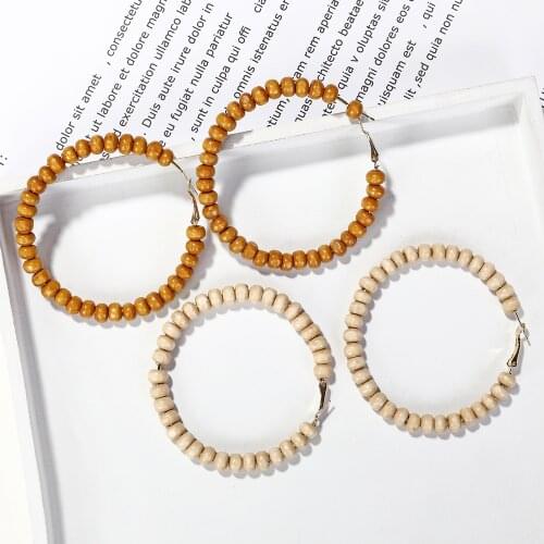 YAOLOGE 2019 High Quality Handmade Ethnic Oversize Geometric Long Drop Earrings For Women Bamboo Wooden Dangle Earrings Jewelry