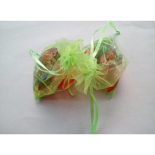 50pcs 15*20 Green gift bags for jewelry/wedding/christmas/birthday Organza Bags with handles Packaging Yarn bag