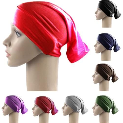 Women Tube Inner Cap Muslim Hijab Head Wrap Hair Loss Baggy Beanie Bone Hat Stretch Turban Under Scarf Headwear Headscarf Bonnet