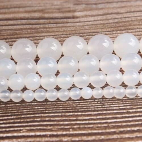 Lan Li fashion natural Jewelry white agates loose beads 6/8/10mm DIY woman bracelet necklace ear stud accessories