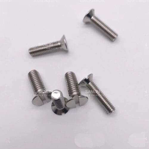 10pcs M4 Brass nickel plating Slotted slot Countersunk head screw one line socket flat head bolt Mechanical screw 6-30mm Length