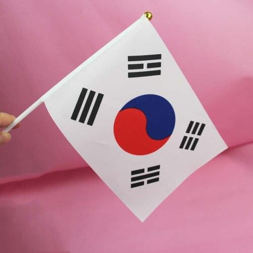 10pcs Republic of Korea Wholesale Small South Korea Hand Waving National Flag 14*21cm #8 Polyester Flag
