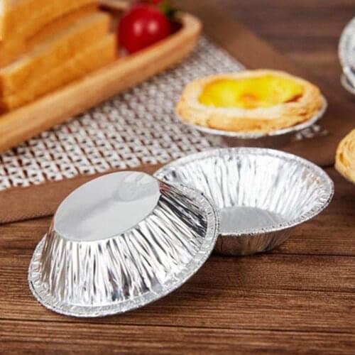 100pcs Aluminum Foil Egg Tart Pan Molds Mini Pot Pie Disposable Baking Bake Tin Plate Tart Set Cupcake Case Tray Base Round W9R7