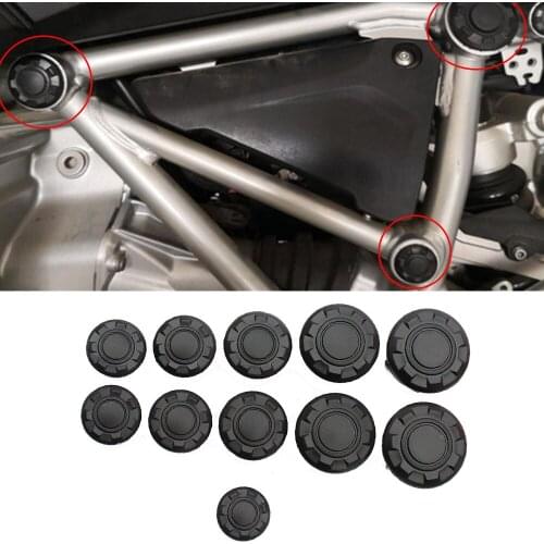 Hard Rubber 11PCS Frame Plugs Hole Cover Caps Decor Protector Set For BMW R NINE T 2014-2019 Black
