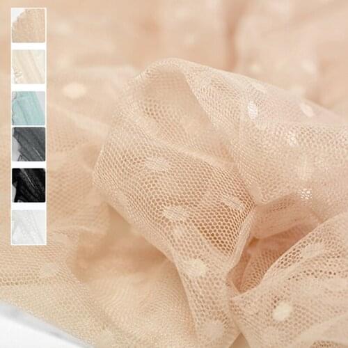170CM Wide 60G/M Weight Stretch Dots Jacquard Polyester Net Fabric for Spring Summer Dress E1277