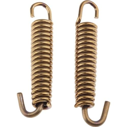 2Pcs 65mm Motorcycle Stainless Steel Exhaust Pipe Muffler Spring Hook Gold Dropship