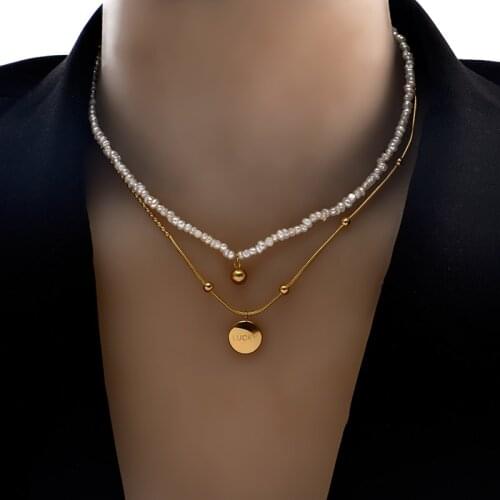 316L stainless steel 2021 new natural pearl necklace minority light luxury senior sense collarbone chain exquisite choker chain