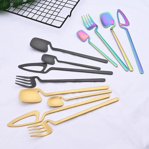 24Pcs Gold Dinnerware Set 304 Stainless Steel Matte Cutlery Set Silverware Western Bar Knife Fork Spoon Tableware Flatware Set