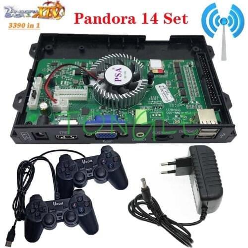 3390 In 1 Pandora Saga Box 14 Family WIFI Mainboard PCB Machine Arcade Cabinet Coin Operated HD Video Wired Wireless Gamepad