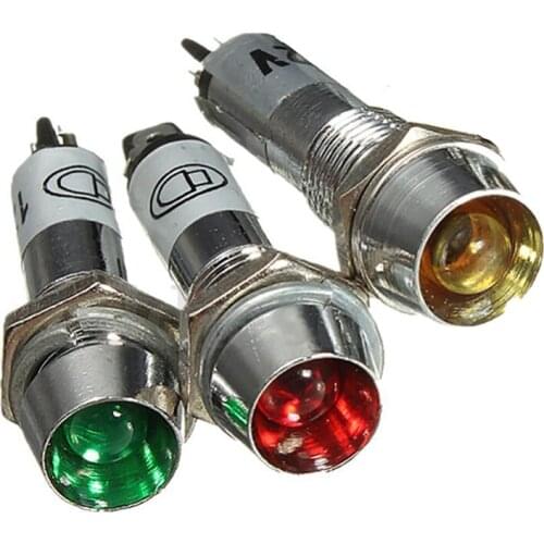 4pcs 12V 8mm Chrome LED Dashboard Warning Indicator Signal Light Lamp Bulb