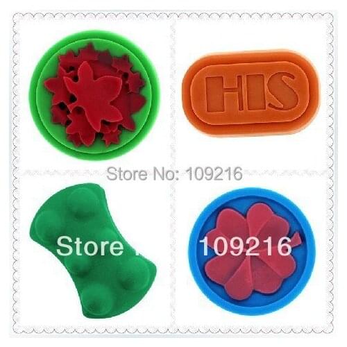 4pcs/set Four New Style HIS & Maple Leaf etc. Silicone Handmade Soap/Cake Mold Crafts DIY Mold