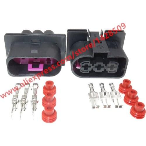 5 Sets 3 Pin Female Male Waterproof Electronic Fan Cable Socket Automotive Radiator Plug For VW 1J0 906 443 1J0 906 233