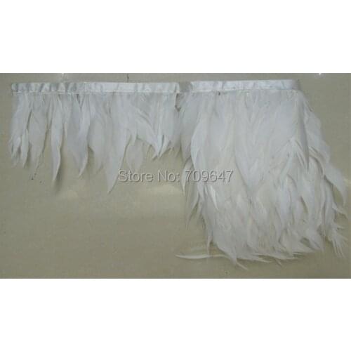 5Meters/lot! 4-6inches long Stripped Goose feather fringe of white color trim,feathers decoration,feather lace,white feathers