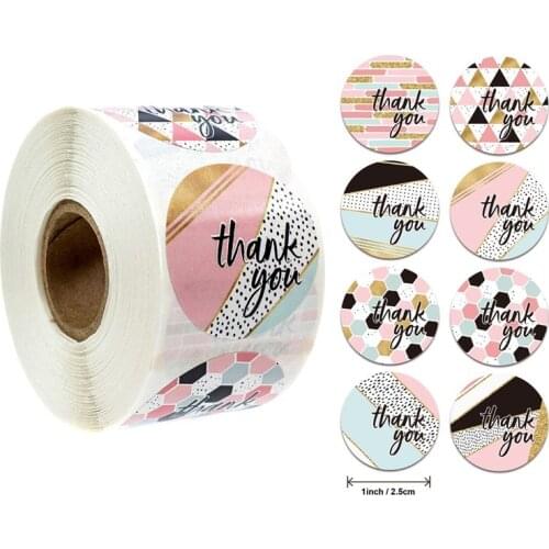 50/500pcs Labels Roll Flower Thank You Stickers Scrapbooking For Gift Decoration Stationery Sticker Seal Label Handmade Sticker
