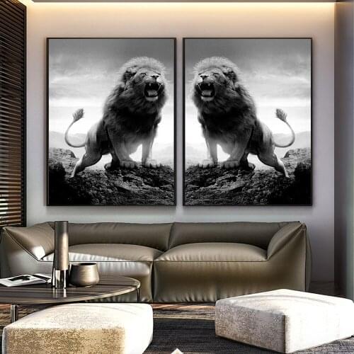 African Wild Lions Canvas Art Posters And Prints Black And White Animals Lion Canvas Paintings Wall Art Pictures Home Decoration