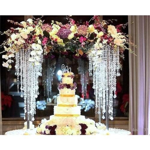 Acrylic Flower Stand with bead strands Wedding Decoration 10 pcs/lot