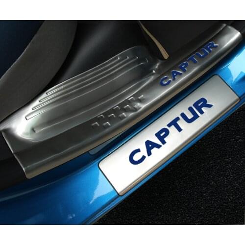 Car Styling Accessories For Renault Captur 2014 2015 2016-2019 Door Sill Pedal Trim with Blue Logo Scuff Plate Guards Protector
