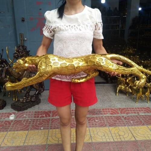 99CM Huge Home store Company TOP COOL business decorative art GOOD LUCK Cheetah leopard BRONZE carving Sculpture Statue