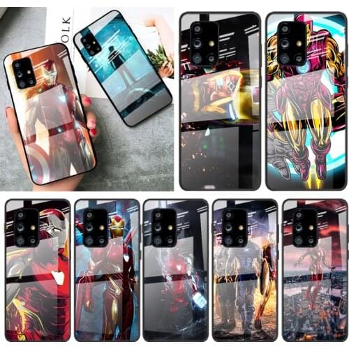 Tempered Glass Cover Cool Iron Man Art For Samsung Galaxy A91 A81 A72 A71 A52 A51 A41 A31 A21S A11 A01 Phone Case