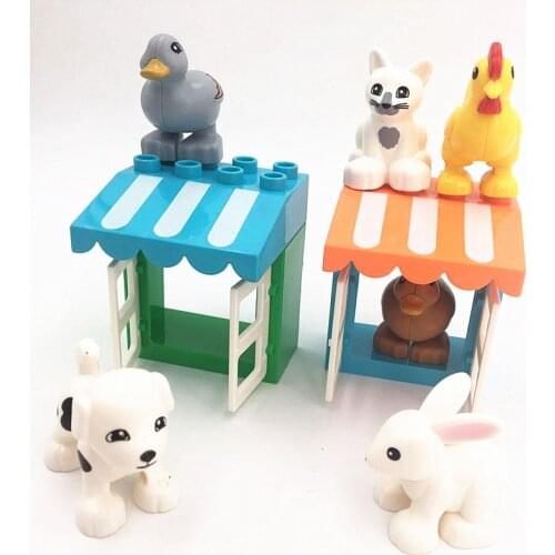 Chicken Duck Cat Dog Accessories Farm Animals Building Blocks Baby Toys for Children Compatible with Duploed Parts Kids Gift