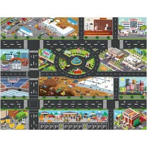 Infant Crawling Mat Baby Play Mat Kid City Road Buildings Mat Parking Map Game Pad Scene Traffic Map Toy Car Playing traffic Map