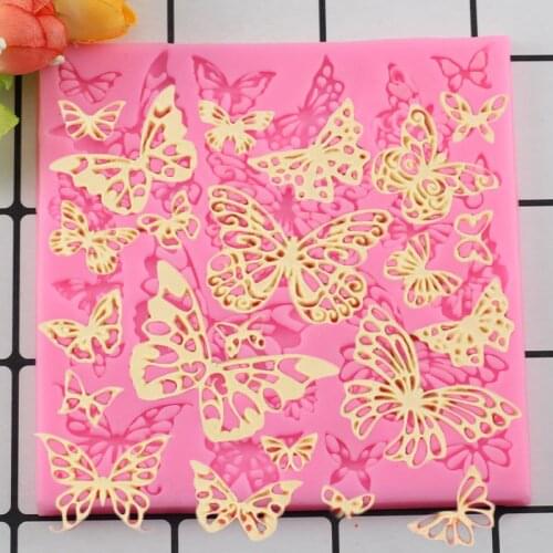 DIY Butterfly Shape Silicone Lace Mat Cupcake Fondant Molds Gumpaste Chocolate Moulds Sugarcraft Cake Decorating Baking Tools