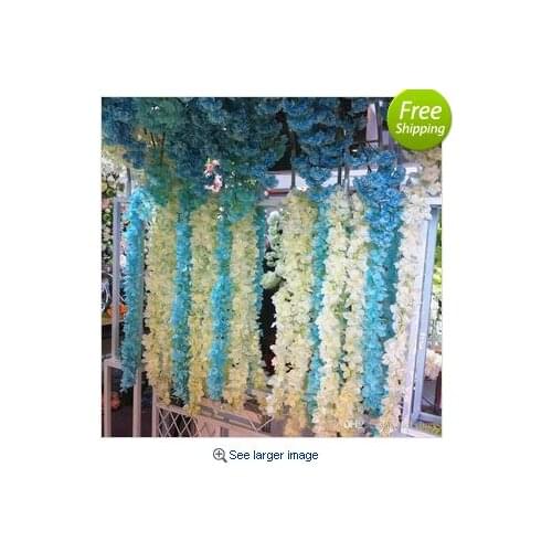 2 Meter Long Elegant Artificial Silk Flower Wisteria Vine Hydrangea Rattan For Wedding Decor Props 10 colors in stock