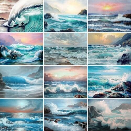 EverShine DIY Diamond Painting Scenery Picture Of Rhinestones Diamond Embroidery Seaside Cross Stitch Kits Handmade Hobby
