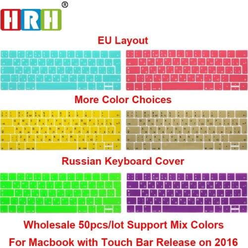 HRH Hot sale 50pcs EU Russian Silicone Keyboard Cover Skin For Mac Pro 13" A1706 A2159 Pro 15" A1707 Touch Bar Release2018 2019