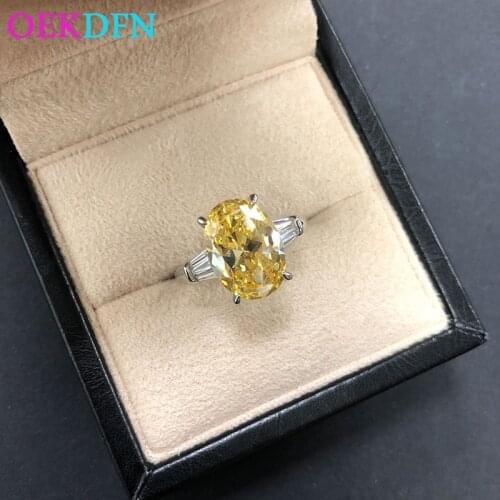 OEKDFN Vintage Oval AAAAA+ Zircon 925 Sterling Silver Rings For Women Wedding Jewelry White Yellow Red Blue Gemstone Ring Gift