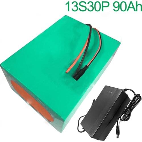 With 5A charger 48V 90Ah 13S30P 18650 Li-ion Battery Pack E-Bike Ebike electric bicycle 300x245x140mm