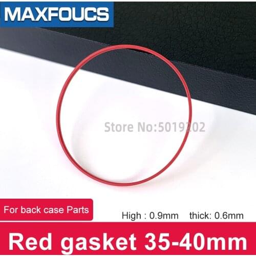 Red gasket O Ring 35-40mm dia 0.9mm High 0.6mm thick Plastic Gasket for back case Parts For TISSOT brand