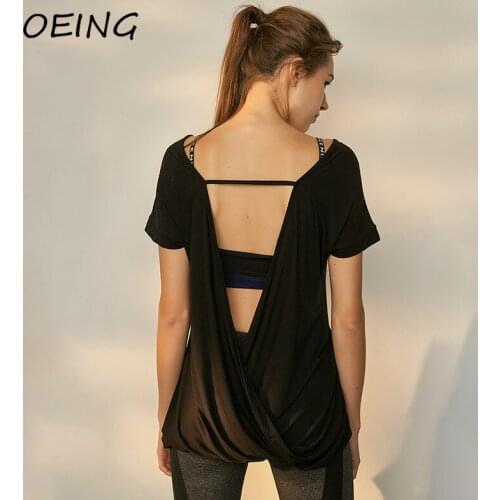 2021 Summer Yoga Clohtes Fitness Shirts Short Sleeve Breathable Backless Womens Modal Sport Tops