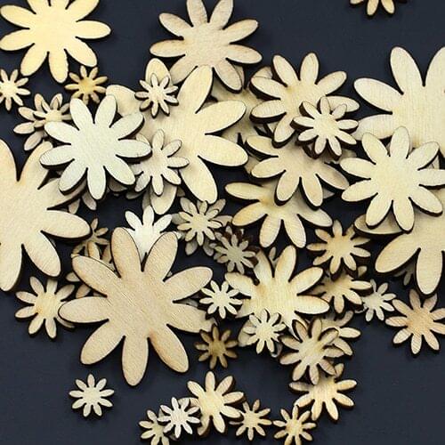 Hot!Mixed Sizes Butterfly Flower Heart Golden Wood Buttons DIY Scrapbooking Sewing 6QC8