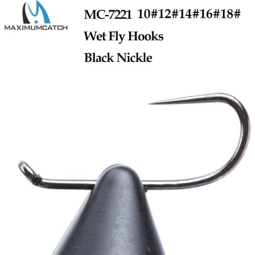 Maximumcatch 10#/12#/14#/16#/18# Fish-Friendly Barbless Wet Fly Hooks MC-7221 High Grade Carbon Steel 100Pcs Fly Tying Hook