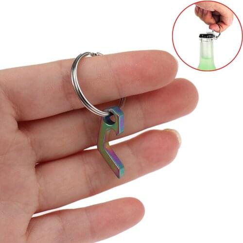 Mini Keychain Beer Bottle Opener Key Ring Small Tool Titanium Alloy Keyring Camping Mini Opener Beer Wine Tools