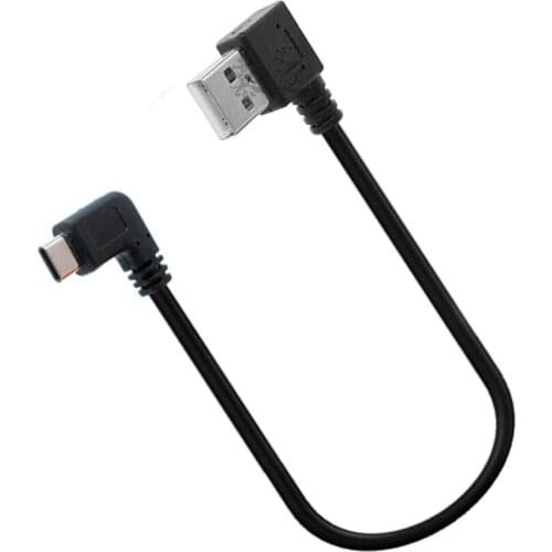 USB 2.0 A Male 90 Degrees Left Right angled Elbow to USB 3.1 Type C male Converter Data Sync Charging Cable 25cm
