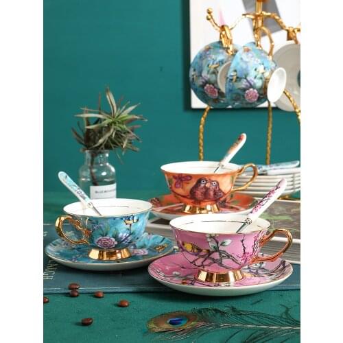 European style coffee cup set home elegant high-end bone china afternoon tea cup saucer set combination