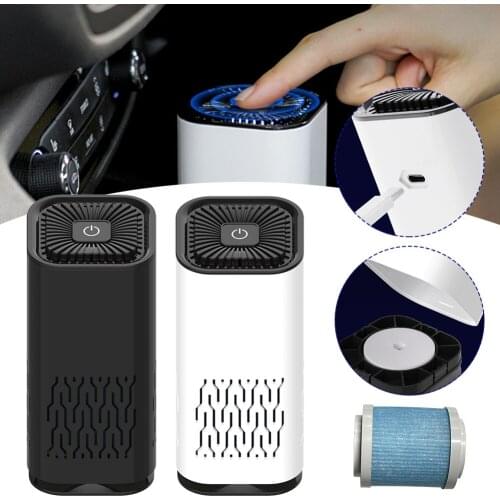 New Car Air Freshener Portable Usb Rechargeable Low Noise Hepa Air Cleaner Purifier Odor Filter Eliminator Car Bedroom Office
