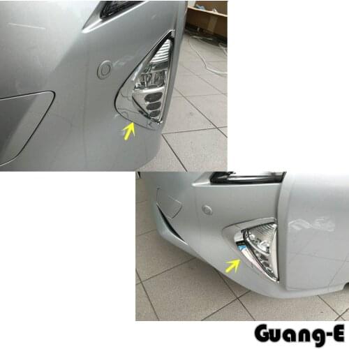 Car Body Head Front Fog Light Lamp Frame Stick ABS Chrome Cover Trim Hood Panel Frame 2pcs For Toyota Prius 2016 2017 2018