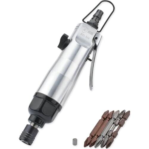 High Torque Pneumatic Screwdriver Powerful Air Screw Driver Adjustable Speed 9000RPM With 5Pcs Heads
