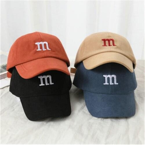 Baby Boys girls Hat Letter m Kids Baseball Cap Cotton Big Smile Adjustable Sun Hats Girls Peaked Caps Spring Summer Autumn and W