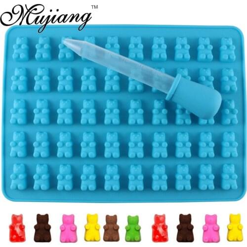 Mujiang 50 Cavity Silicone Gummy Mini Bear Chocolate Mold Sugar Candy Jello Molds Ice Tube Tray Mold Cake Decorating Tools