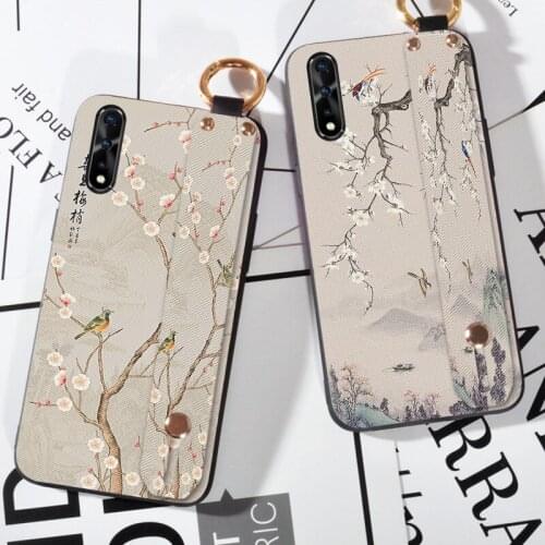 Silicone Wristband Case For Vivo V17 Neo S1 Pro V15 Flower Pattern Phone Holder Cover For Vivo IQOO 3 7 5 Pro Z1X U1X U3