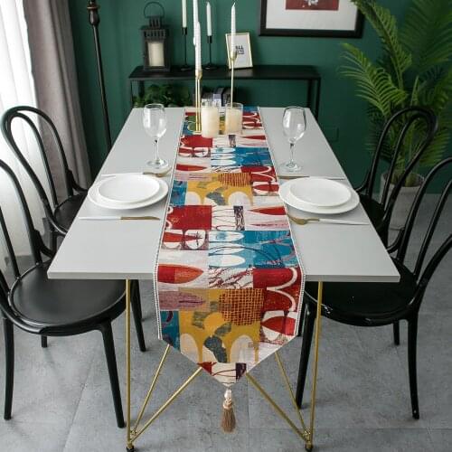 Nordic Table Runners for Wedding Party Hotel European Table Runner Geometric Jacquard Table Cover Christmas Table Cloth