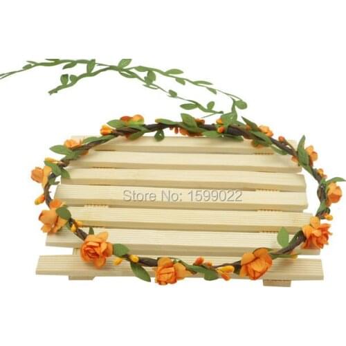 Wedding Bohemian Crown Flower Halo Bridal Music Festival Accessories Orange Hair Piece Scenic Spot Headwear Holiday Headbands