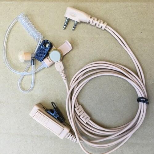 Light Brown long big ptt air tube headphone K plug 2pins for KENWOOD Baofeng Puxing WLN Wouxun TYT LINTON etc radios