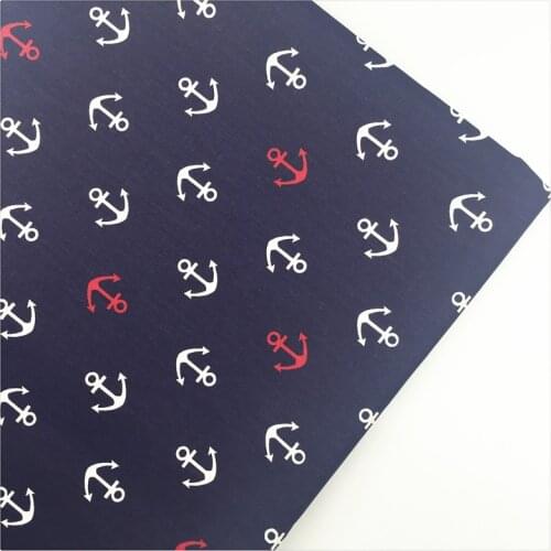 Syunss,Navy Back Sea Anchor Printed Cotton Fabric DIY Tissu Patchwork Telas Sewing Baby Toy Bedding Quilting Cloth Craft Tecido